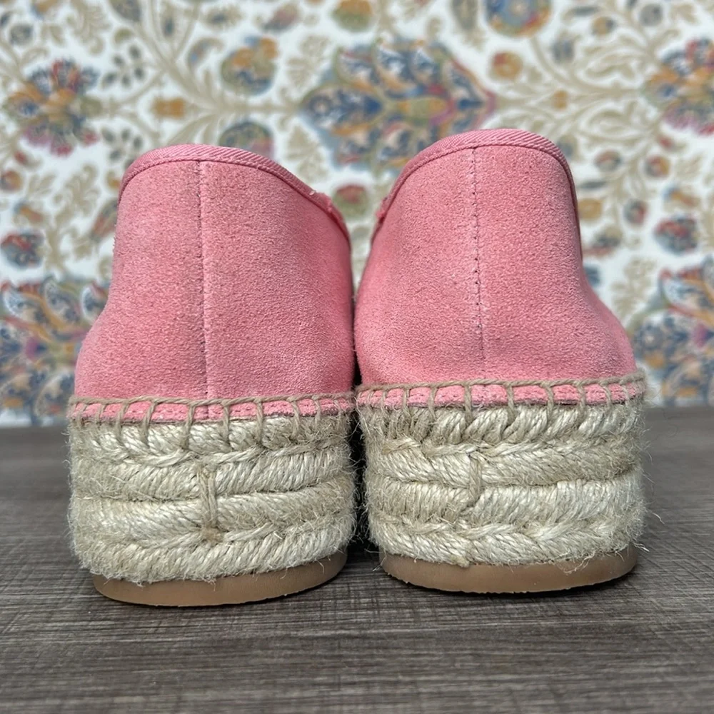 Talbots Pink‎ QUINN SUEDE PLATFORM ESPADRILLES Slip-On Bow Tie Shoes 7.5W